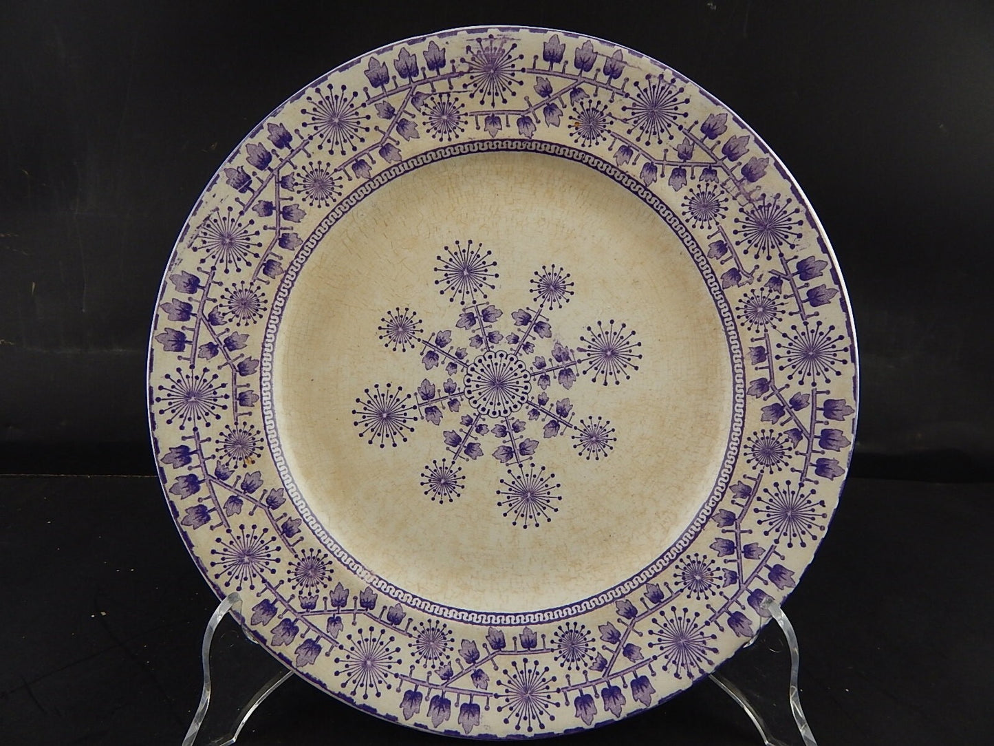 ANTICO PIATTO CERAMICA META' 800 GUSTAVSBERG TRANSFERWARE VIOLA #9428