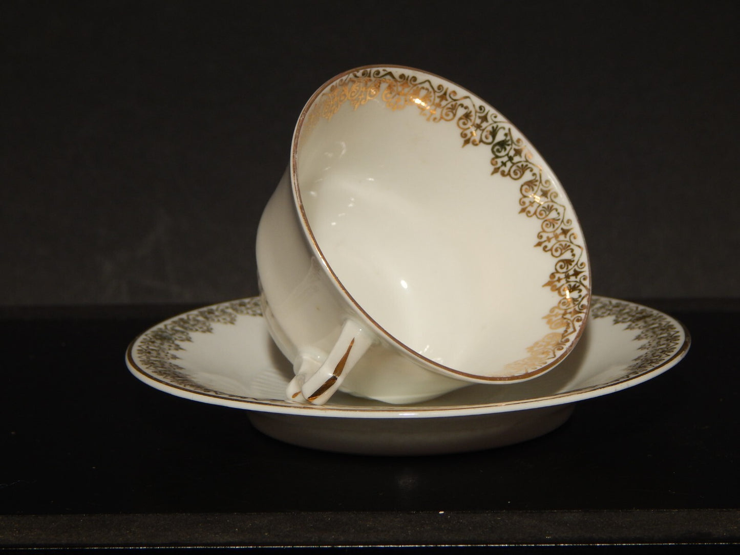 ANTICA ART DECO TAZZINA CAFFE' PORCELLANA BIANCA ORO SCHUMANN BAVARIA