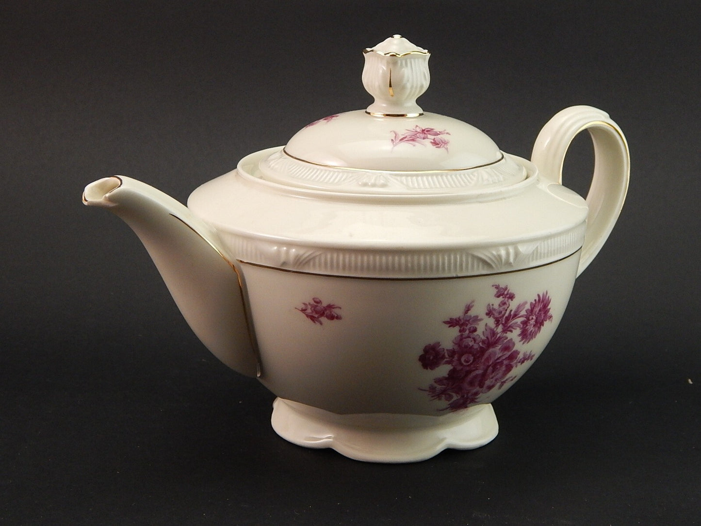 ANTICA RARA TEIERA PORCELLANA ZEH SCHERZER BAVARIA ROSA FUCSIA DIFETTO