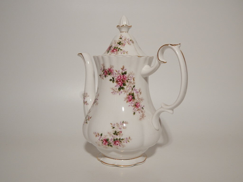 PREZIOSA PORCELLANA ROYAL ALBERT VINTAGE CAFFETTIERA LAVENDER ROSE DIFETTO