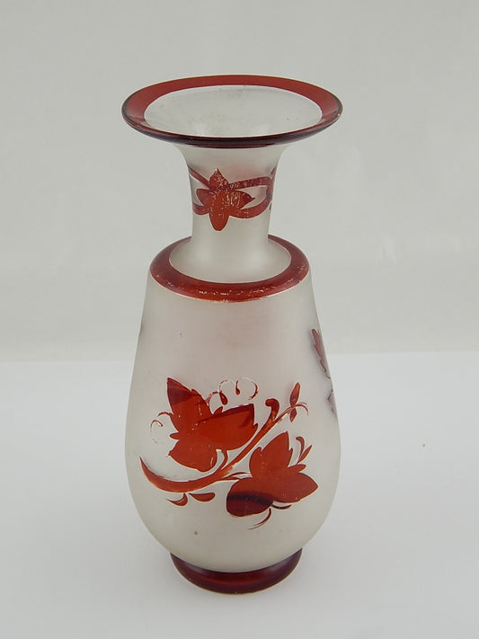 ANTICO RARO PREZIOSO VASO VETRO DA FORNACE INCISO INIZIO 1800 BIEDERMEIER IMPERO