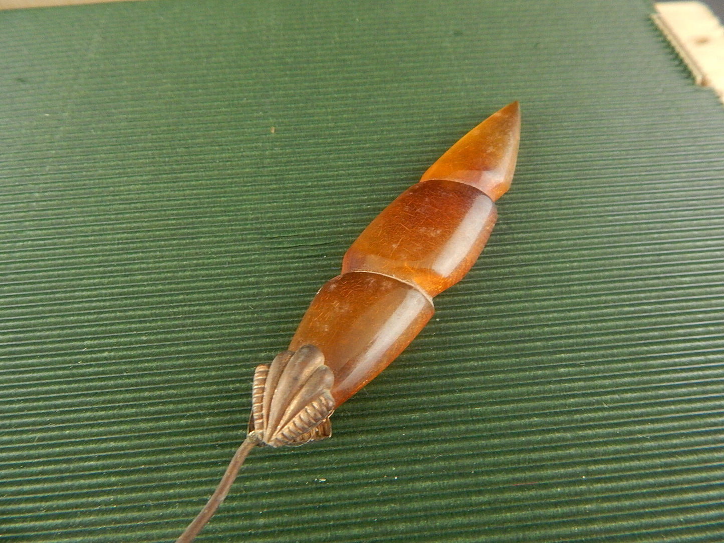 ACCESSORI ABBIGLIAMENTO ART DECO ANTICO SPILLONE CAPPELLO SIMIL AMBRA