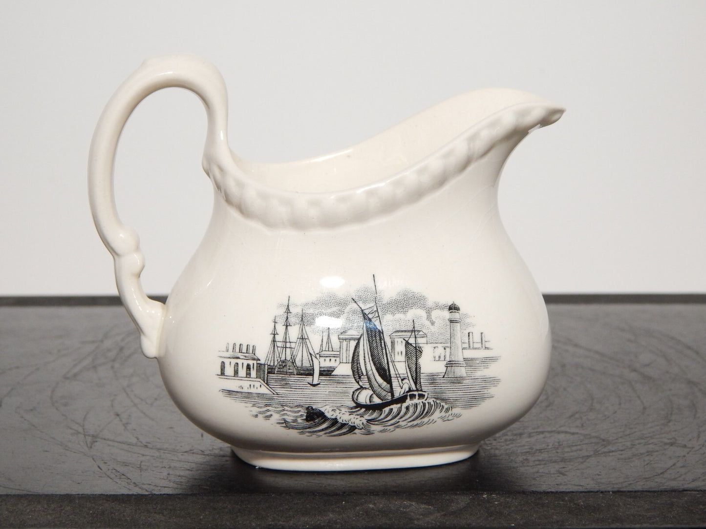ANTICA LATTIERA BRICCO INGLESE SEMI PORCELLANA COPELAND SPODE PAESAGGIO MARINO#