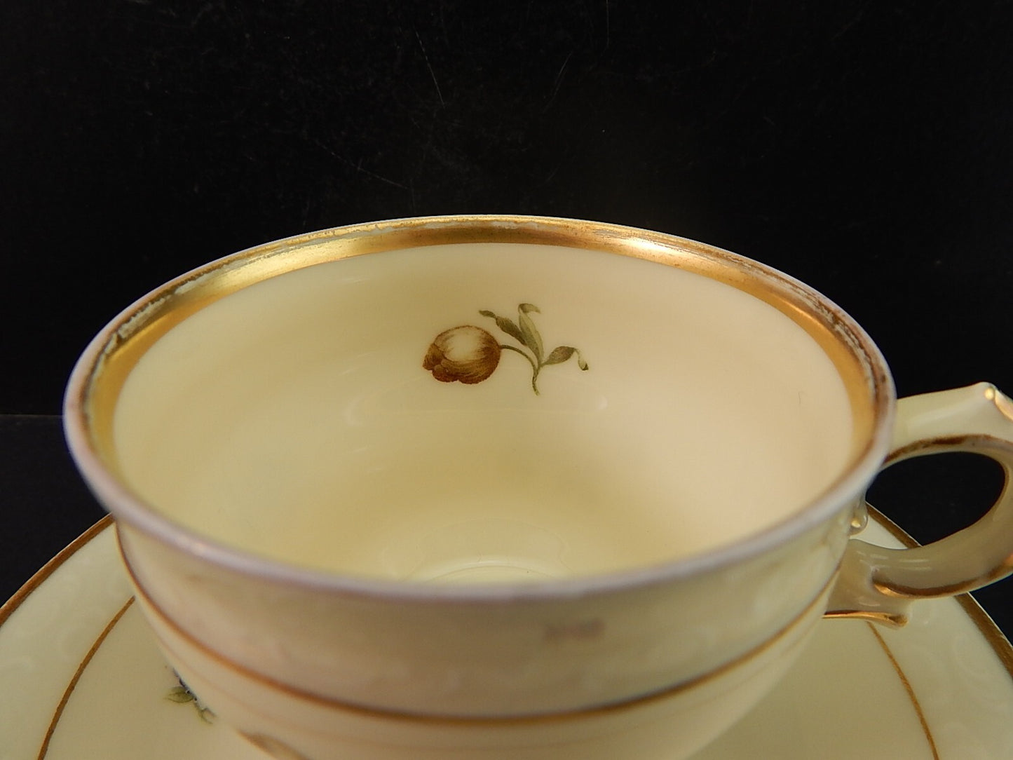 ANTICA TAZZA KPM COPENHAGEN PORCELLANA BOUQUET DI FIORI E ORO DEL 1924 #1209