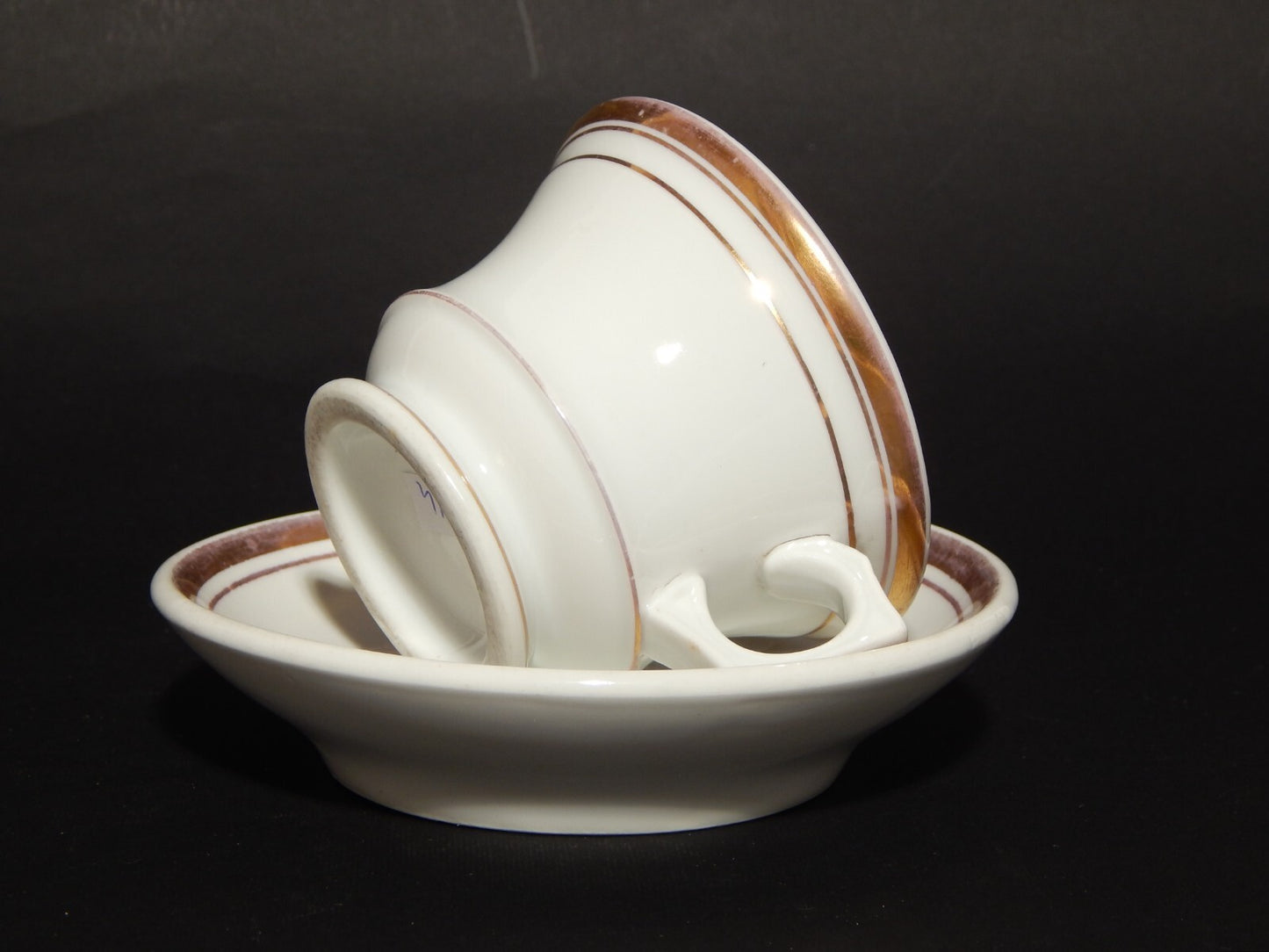 ANTICA TAZZA IMPERO PORCELLANA BIANCA CON FASCIA ORO VECCHIO PARIGI PRIMO '800