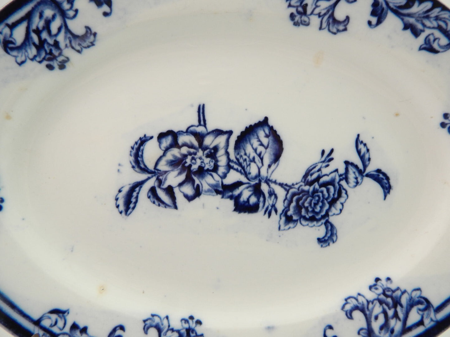 ANTICO RARO VASSOIO CERAMICA LAVENO SCI ITALY DECORO AURORA BIANCO E BLU