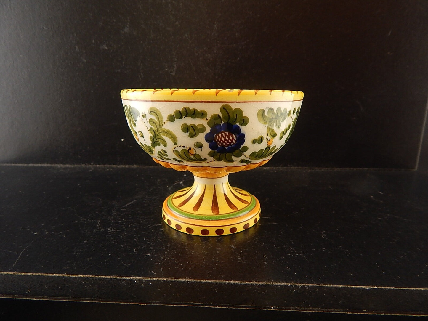 ANTICA TAZZA MAIOLICA CERAMICA POLICROMA FANTECHI ANSA A SERPE PRIMO 900 #8932