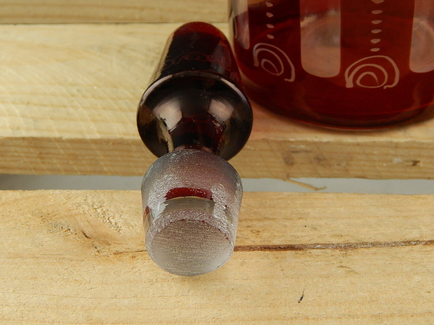 ANTICA RARA BOTTIGLIA INCISA CRISTALLO BOHEMIA BIEDERMEIER ROSSO RUBINO