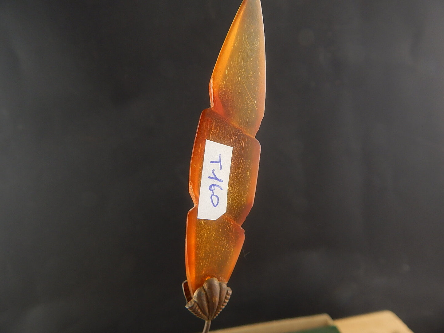 ACCESSORI ABBIGLIAMENTO ART DECO ANTICO SPILLONE CAPPELLO SIMIL AMBRA