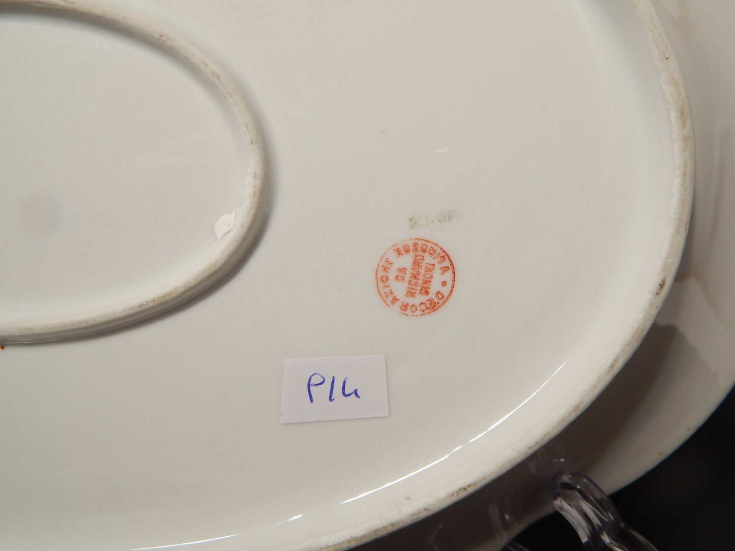 ANTICA VASSOIO PORCELLANA GINORI LIBERTY DECORO ROSA E ORO DIFETTO