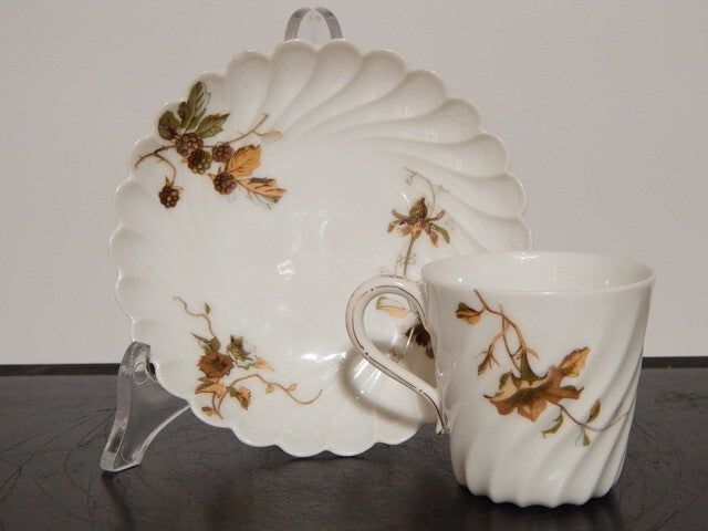 ANTICA ART NOUVEAU TAZZINA CAFFE' PORCELLANA HAVILAND & CO LIMOGES FIORI ROVO ¶¶