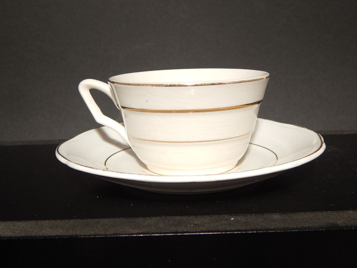 ANTICO ART DECO TAZZA DA TE' CERAMICA PROFILI ORO REVELLI LAVENO #1271