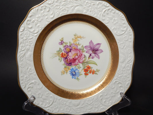 VINTAGE PREZIOSO PIATTO DECORATIVO QUADRATO PORCELLANA SCHUMANN BAVARIA