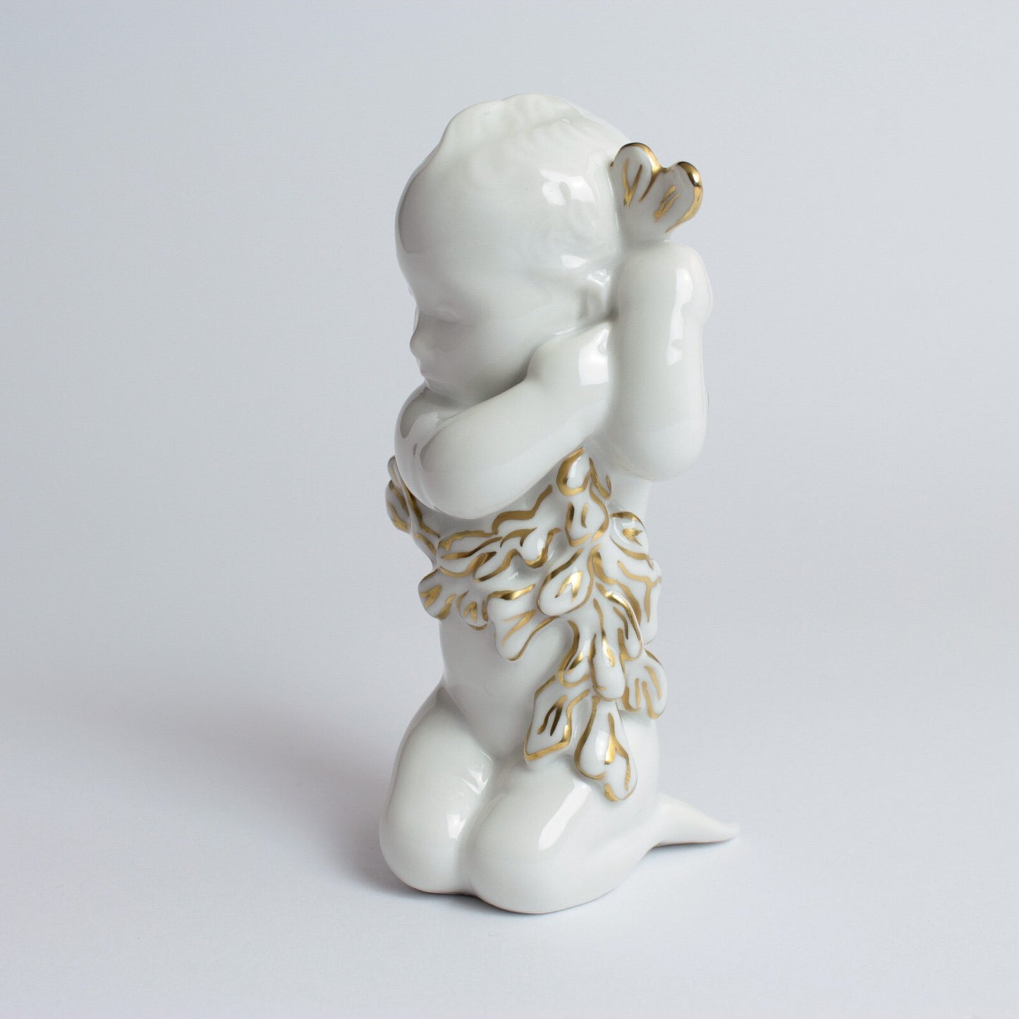 STATUINA PORCELLANA ROYAL COPENHAGEN BING&GRONDAHL "Ragazza del Mare" CON ORO