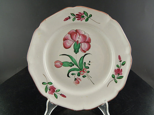 ANTICO 800 PIATTO CERAMICA MAIOLICA FIORI DIPINTI POLICROMI COLLEZIONE #6939