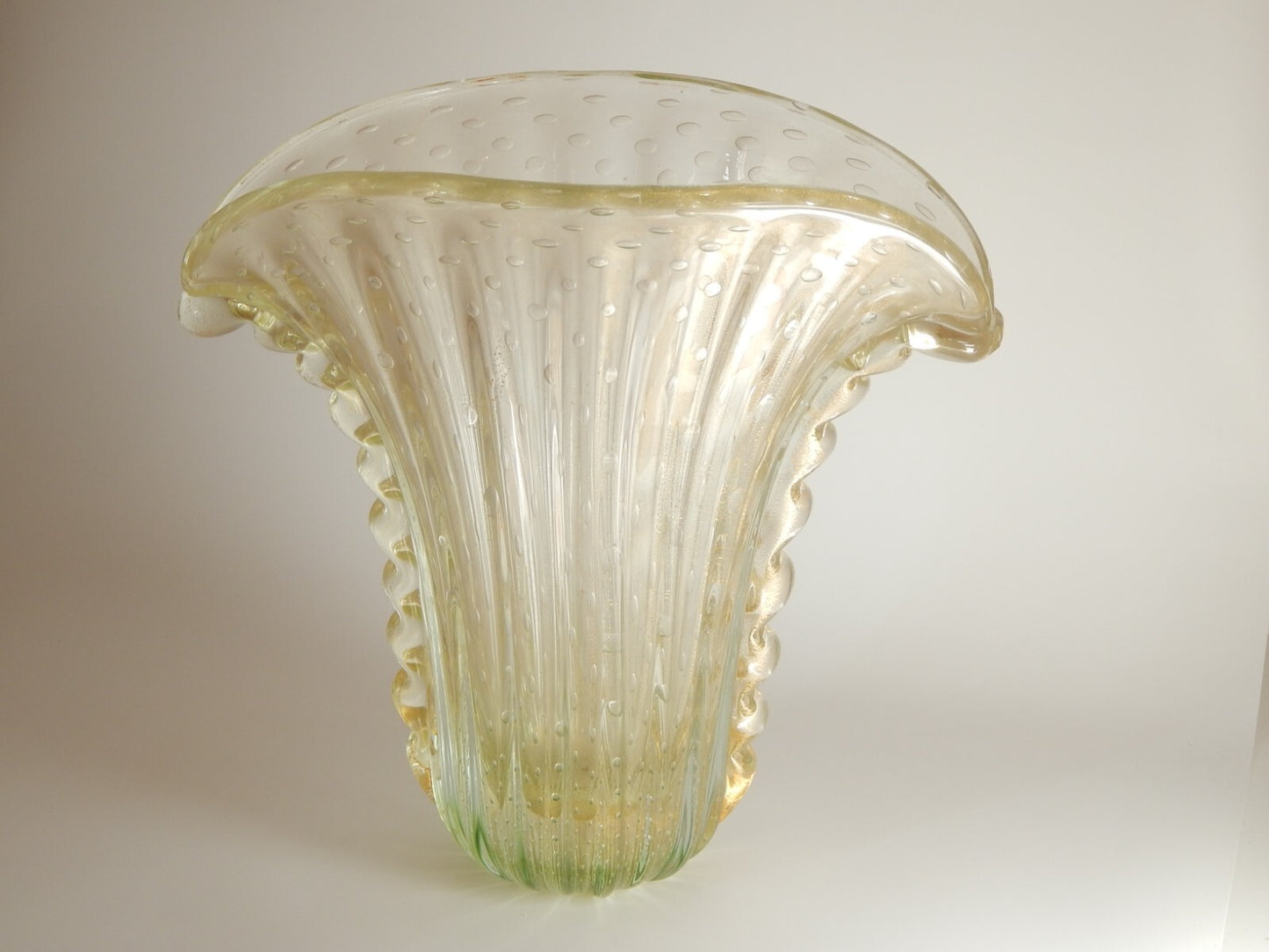 ART DECO RARO ANTICO GRANDE VASO A BOLLE VETRO SOFFIATO FIRMATO TOSO MURANO