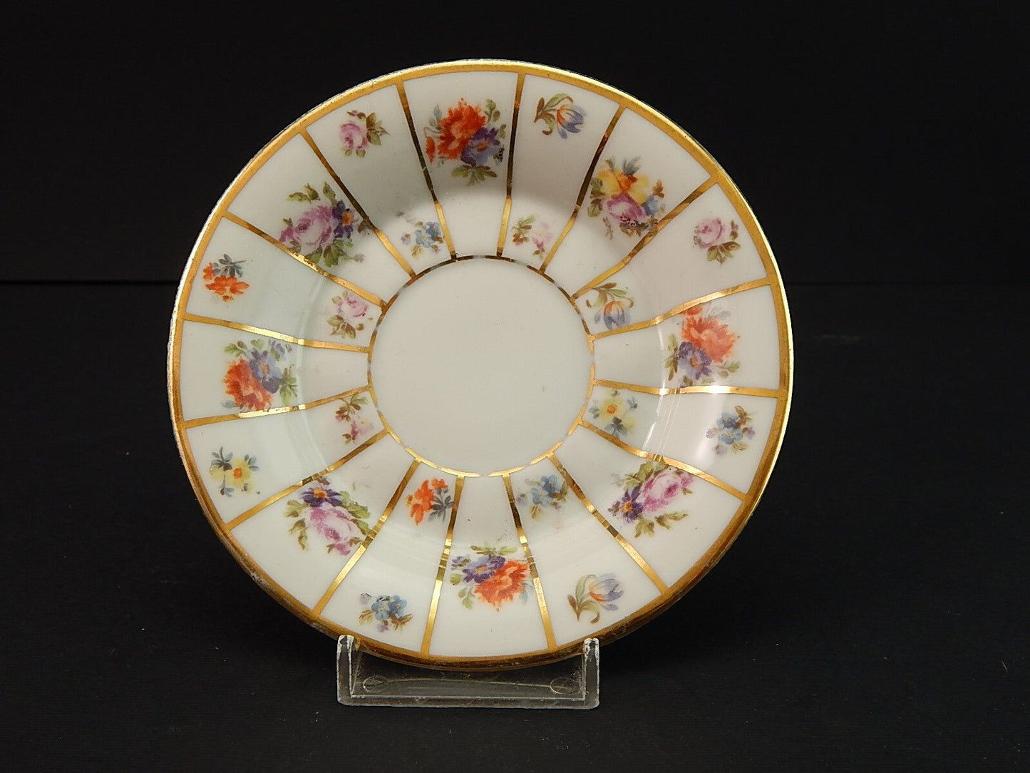 ANTICA PREZIOSA EPIAG TAZZA PORCELLANA BIANCA FIORI POLICROMI E ORO STILE IMPERO