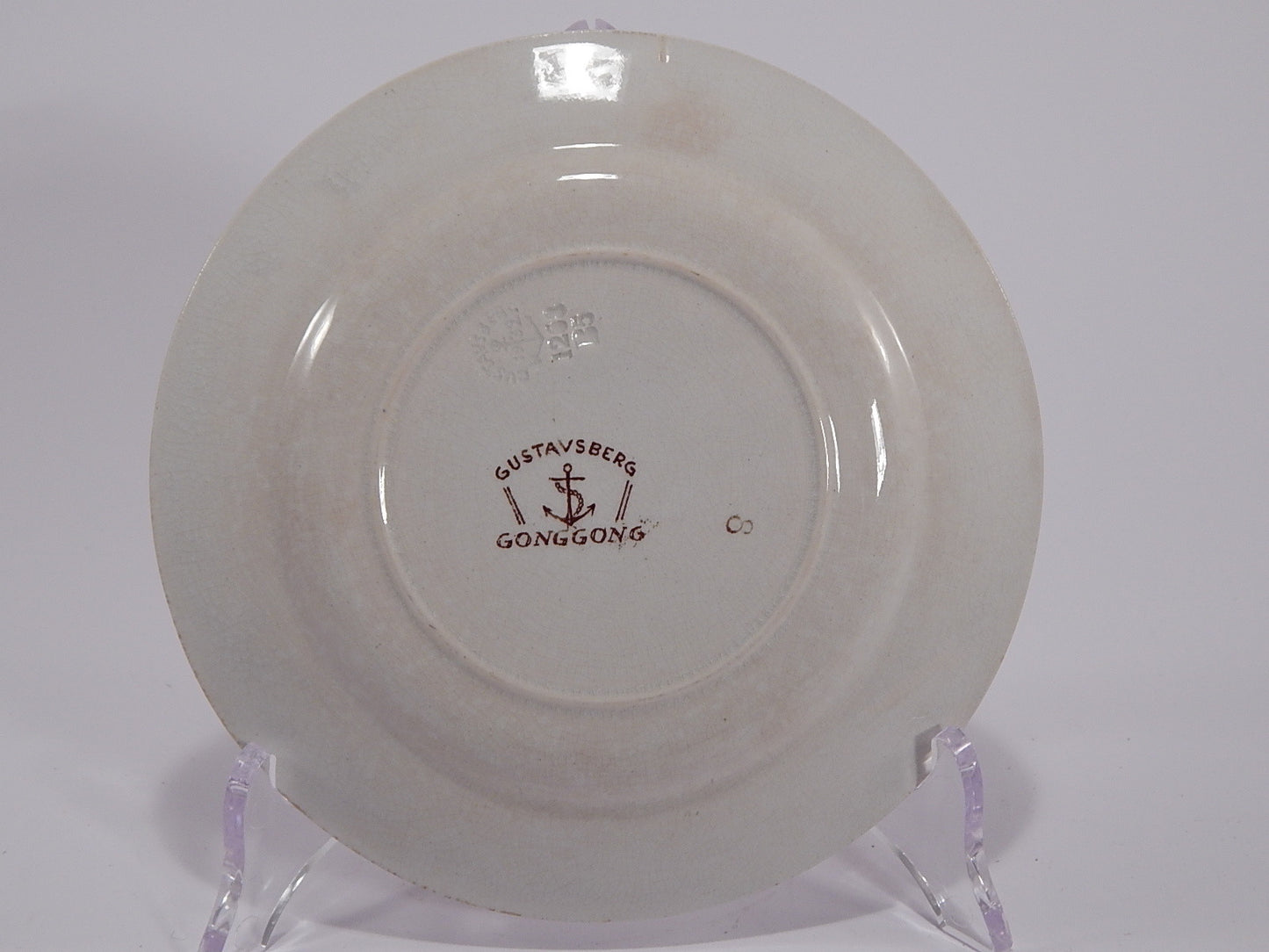 ANTICO PIATTO PORCELLANA CERAMICA META' 1800 GUSTAVSBERG DECORO GONG GONG