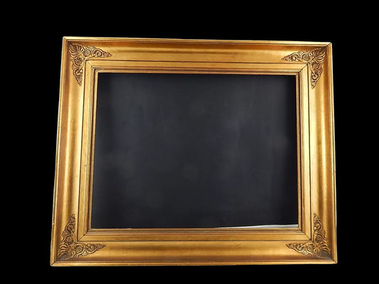 ANTICA IMPORTANTE CORNICE IMPERO IN LEGNO DORATA BRUNITA FREGI IN PASTIGLIA