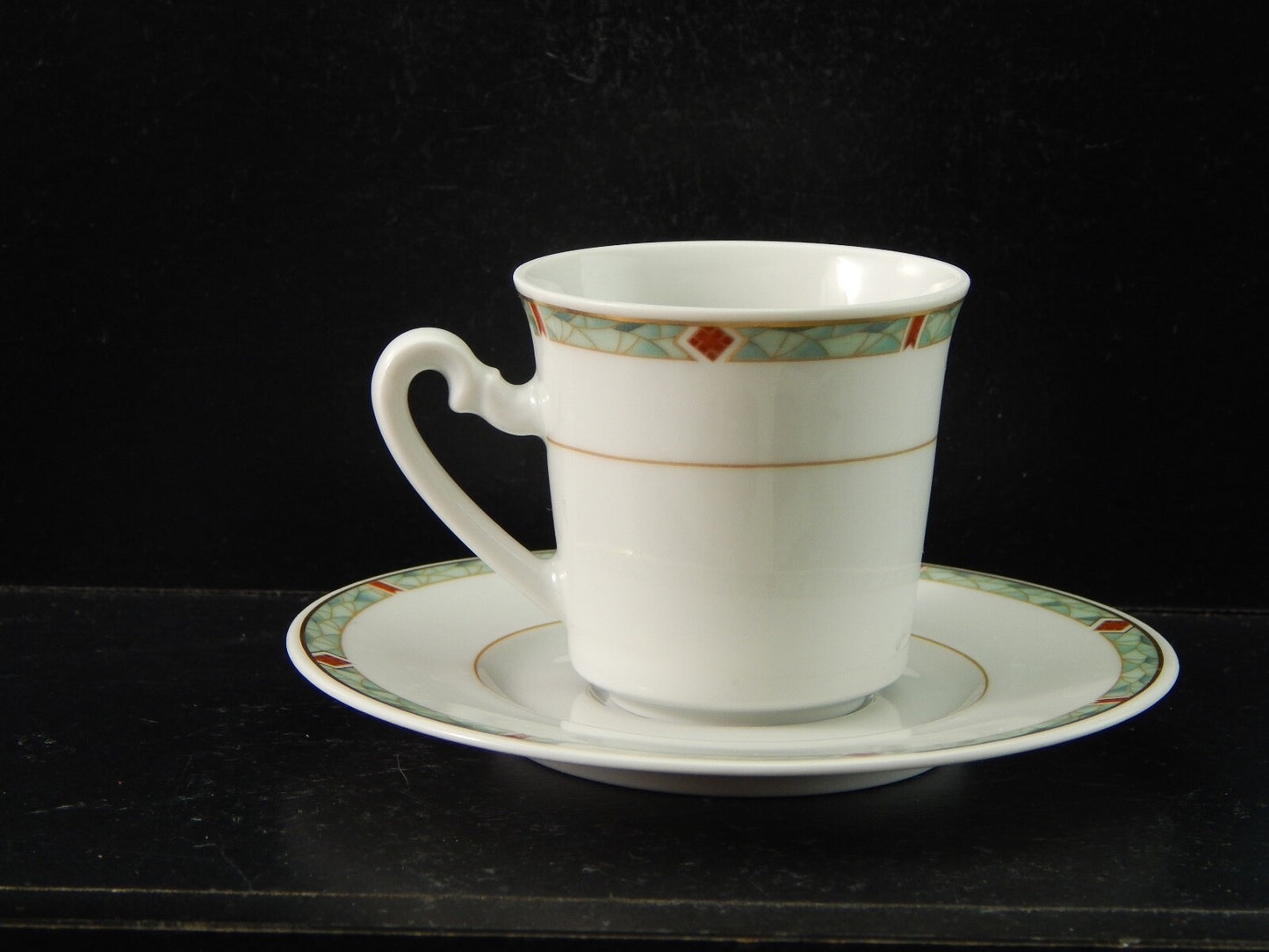 VINTAGE SERVIZIO 6 TAZZINE CAFFÈ PORCELLANA H W DESIGN BAVARIA STILE ART DECO