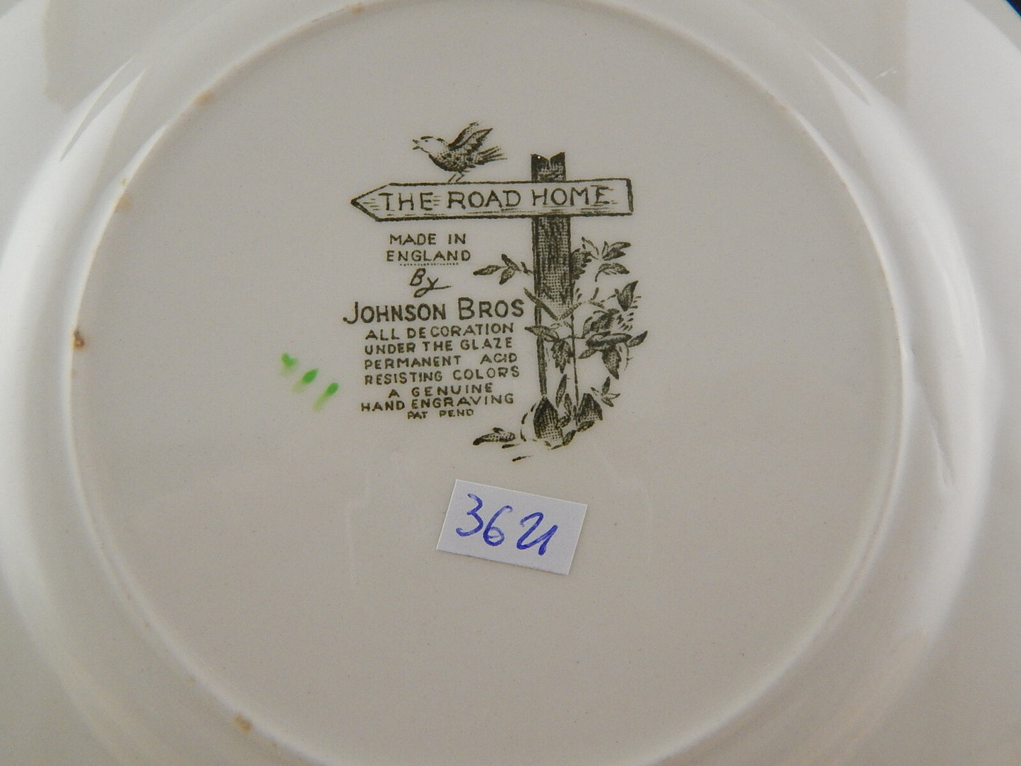 VINTAGE JOHNSON BROS THE ROAD HOME PIATTO SEMI PORCELLANA COLLEZIONE STAMPA MANO