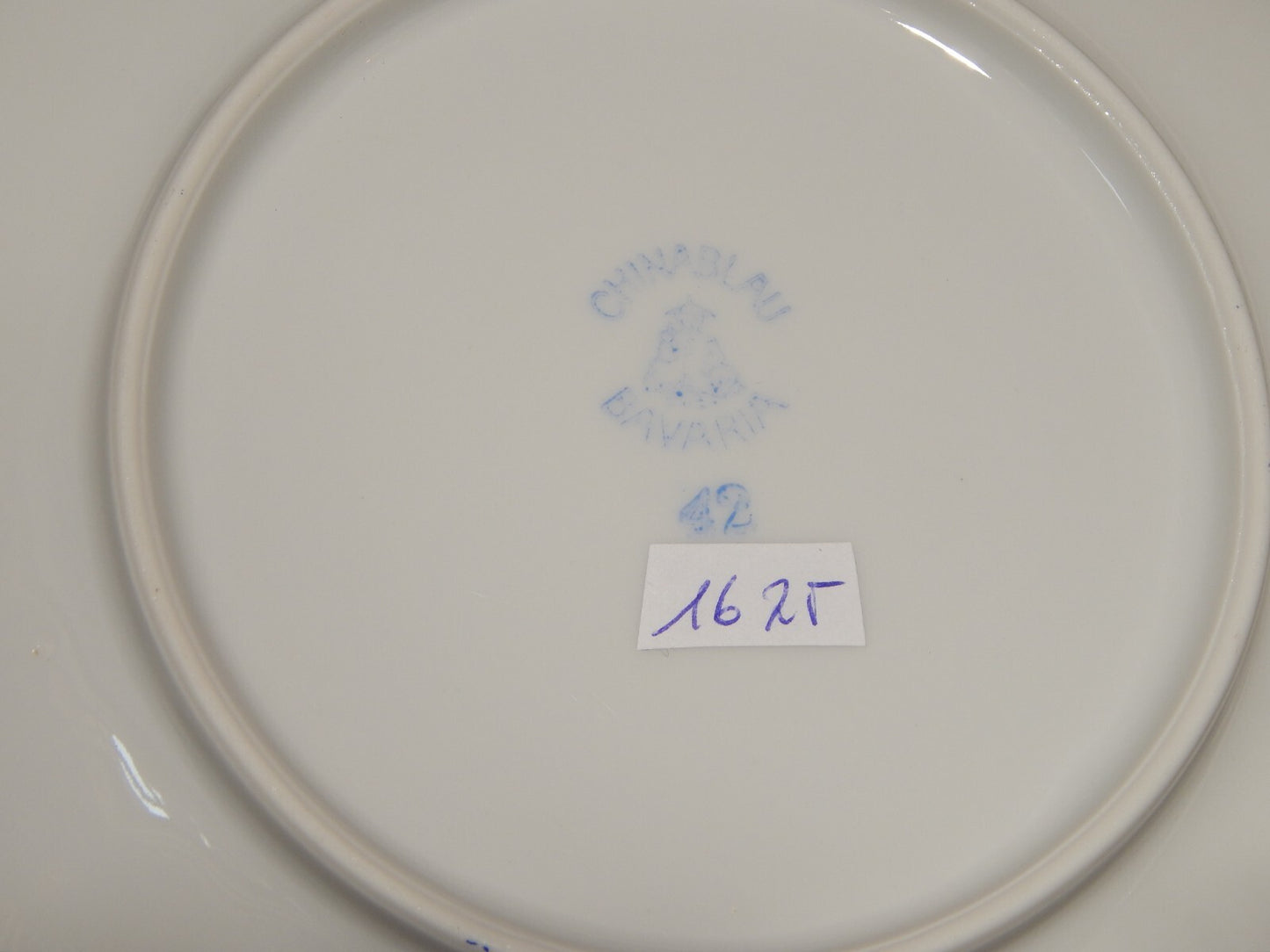 ANTICO SERVIZIO DESSERT O TORTA 6 PIATTI PORCELLANA BAVARIA DECORO BLAU CHINA