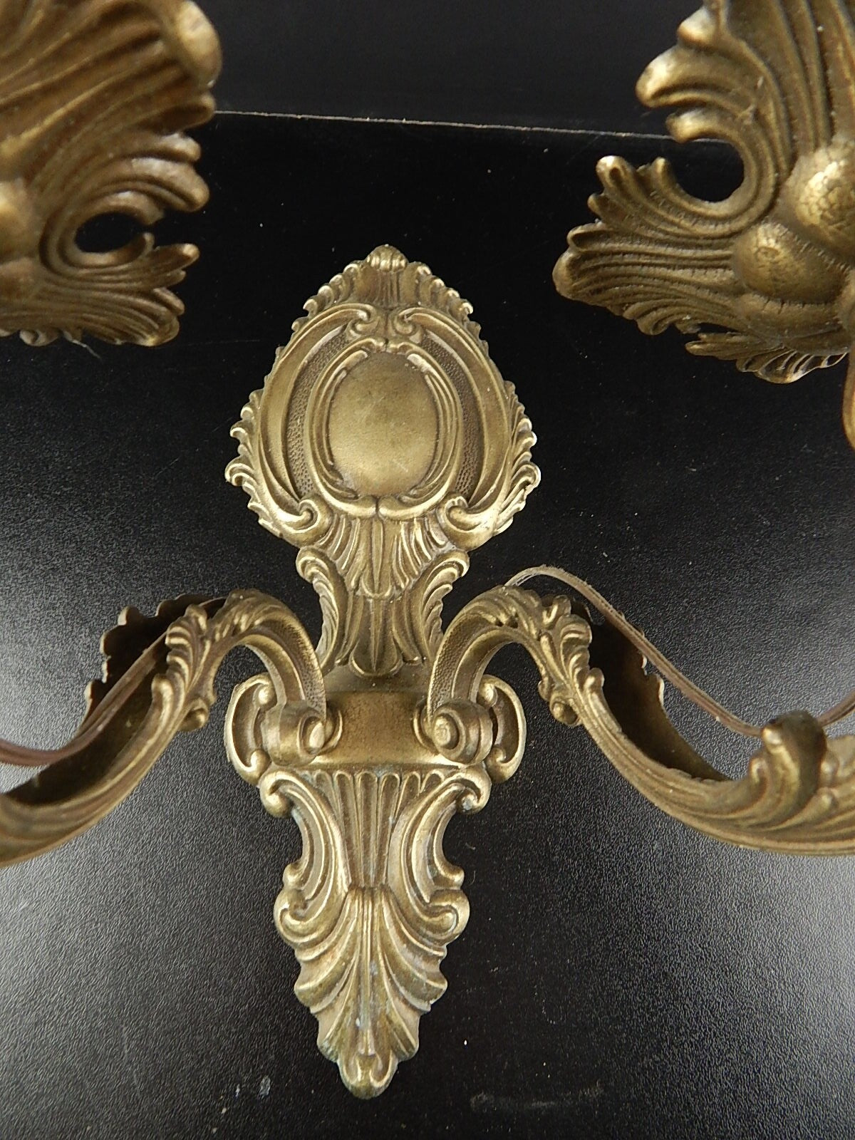 ANTICA APPLIQUE DUE FUOCHI E 14 LAMPADA PARETE BRONZO OTTONE NAPOLEONE III