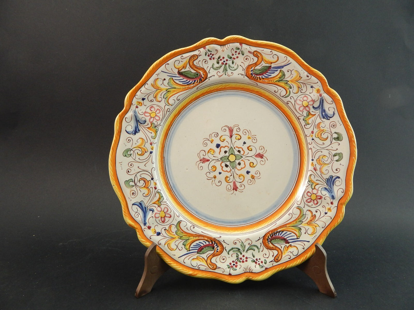 ANTICO PIATTO CERAMICA MAIOLICHE DERUTA PERUGIA PRIMO 900 DECORO RINASCIMENTALE