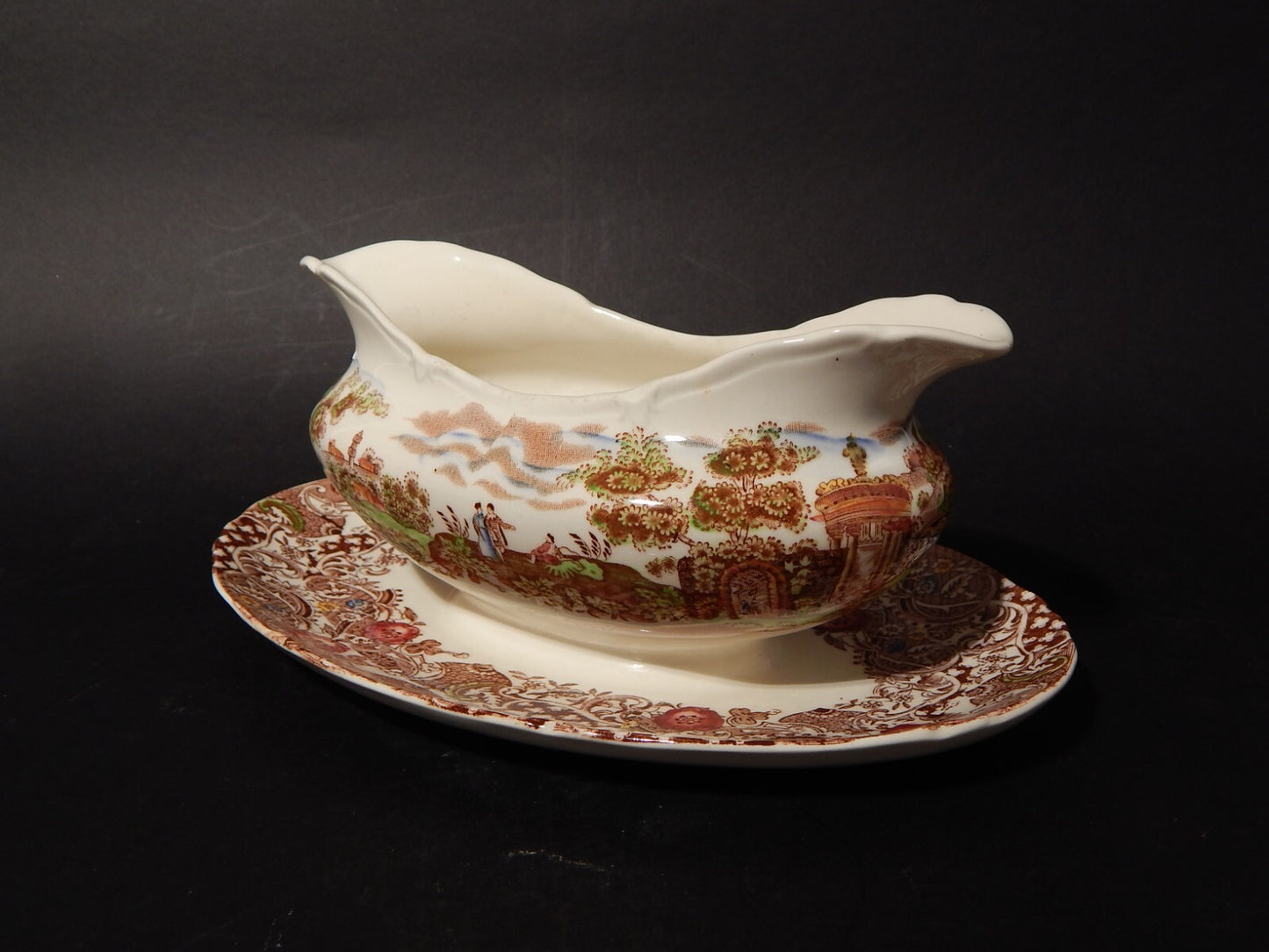 ANTICA SALSIERA SEMI PORCELLANA INGLESE W. R. MIDWINTER LANDSCAPE