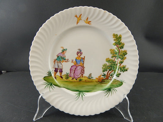 PIATTO PORCELLANA DIPINTO ARTE MORBELLI VECCHIO MILANO VITA POPOLARE LE NOZZE