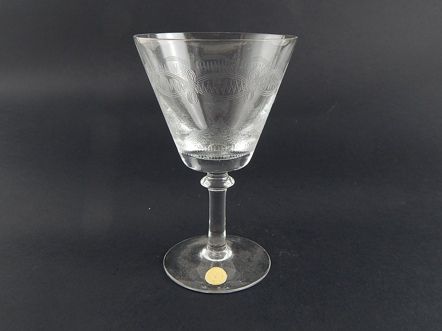 ANTICO CALICE CRISTALLO VAL D'ELSA INCISO PUNTA DIAMANTE LIBERTY