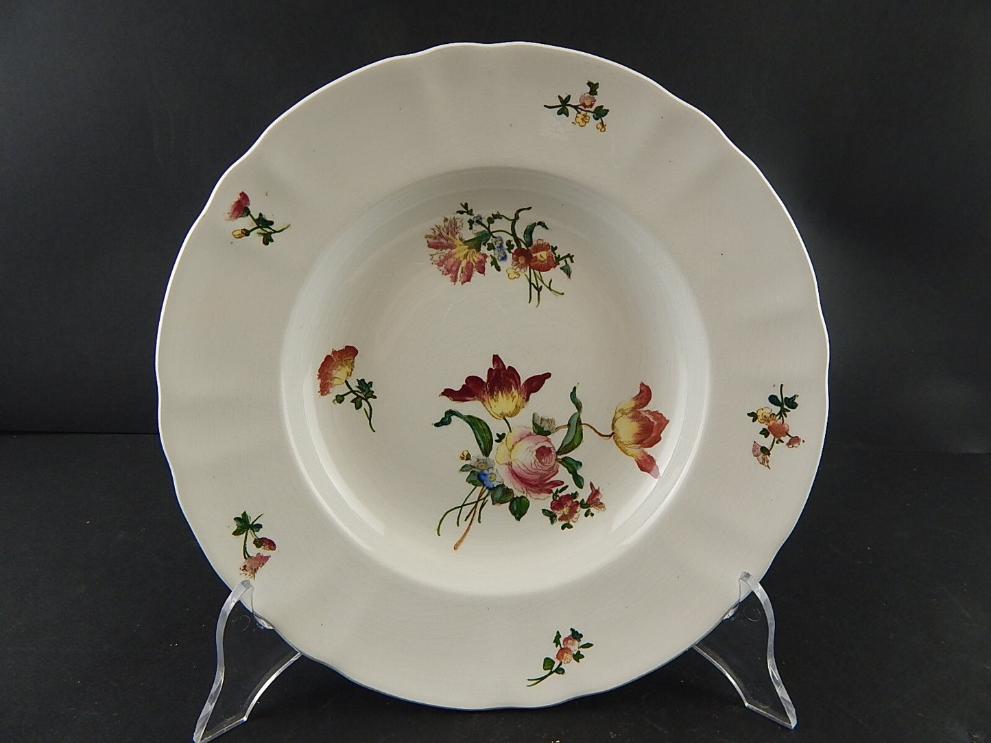 ANTICO 1800 RARISSIMO PIATTO FONDO CERAMICA RICHARD MILANO DECORO DRESDEN A132