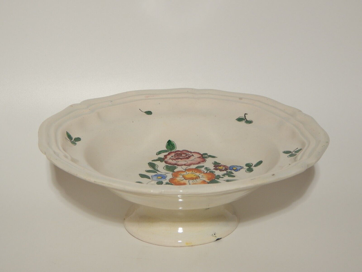 ANTICA ALZATA CENTROTAVOLA MAIOLICA CERAMICA LODIGIANA VECCHIA LODI DIPINTA