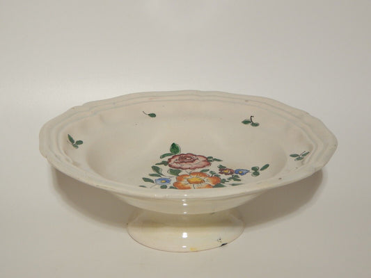 ANTICA ALZATA CENTROTAVOLA MAIOLICA CERAMICA LODIGIANA VECCHIA LODI DIPINTA