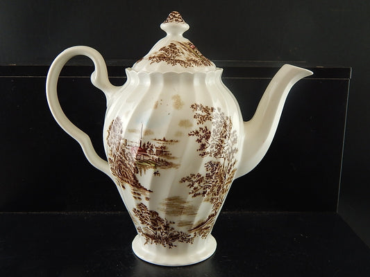 VINTAGE SEMI PORCELLANA JOHNSON BROS COLLEZIONE ANCIENT TOWERS CAFFETTIERA