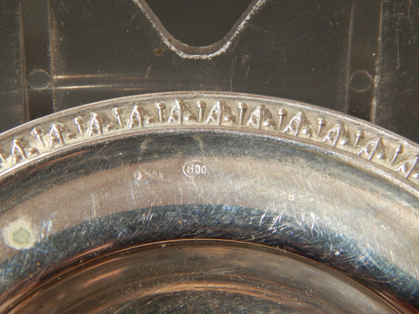 ANTICA STILE IMPERO SALIERA PORTA SALE IN ARGENTO 800 CON CUCCHIAINO