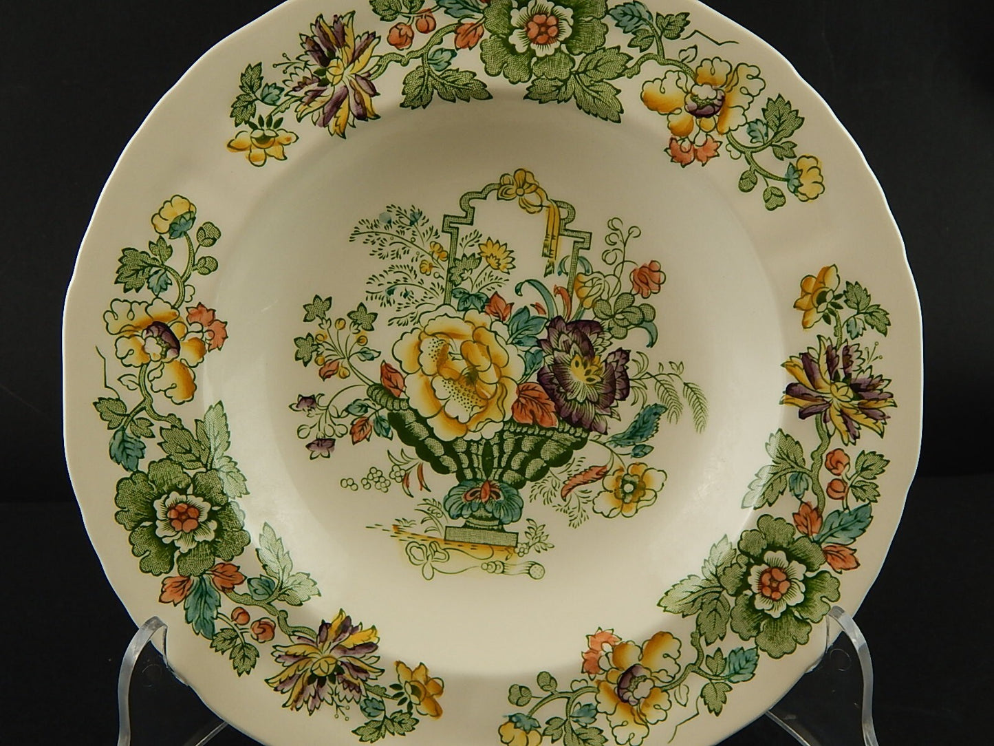 ANTICO RARO PIATTO FONDO CERAMICA INGLESE MASON’S DECORO MANO STRATHMORE