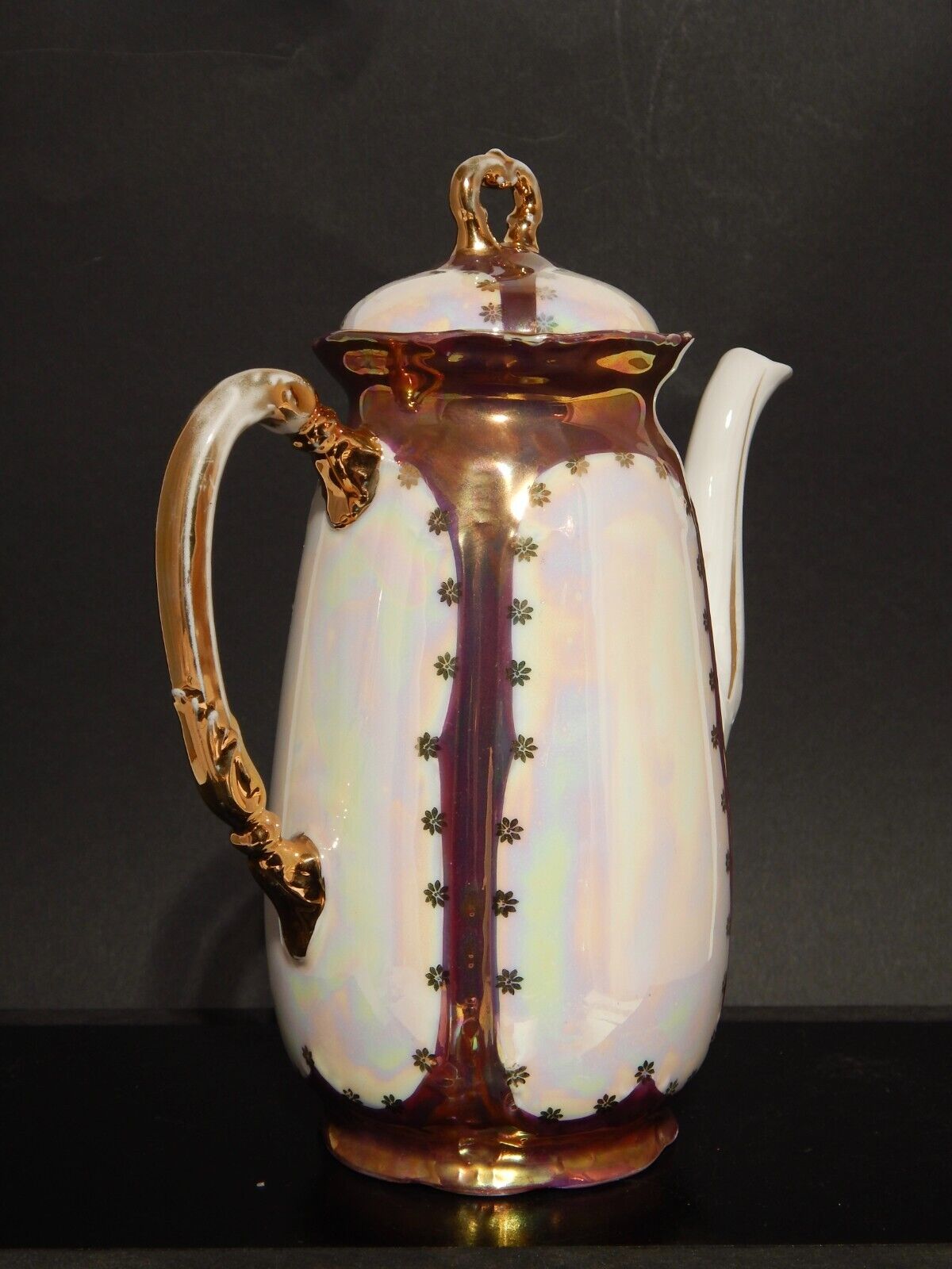 ANTICA LIBERTY PREZIOSA CAFFETTIERA PORCELLANA GINORI 1896-1910 DECORO A LUSTRO