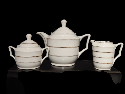 ANTICO ART DECO SET DA TE' TEIERA LATTIERA ZUCCHERIERA CERAMICA REVELLI LAVENO