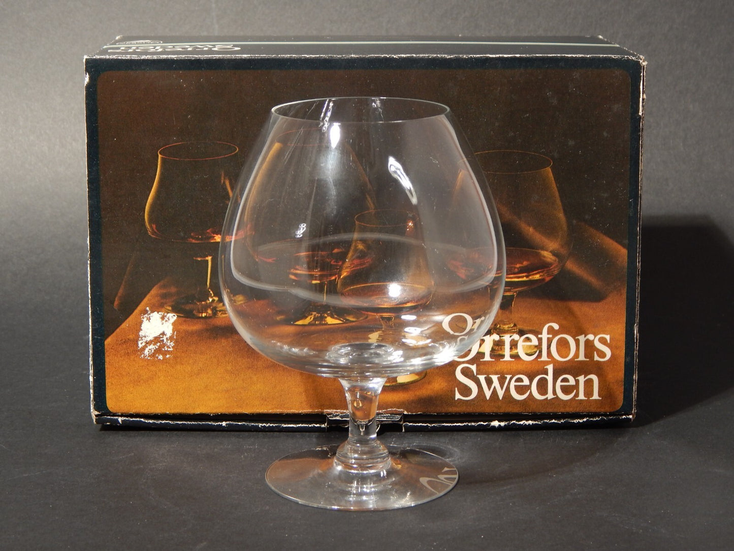 VINTAGE COPPIA BICCHIERI CALICI COGNAC CRISTALLO ORREFORS DISEGN EDWARD HALD