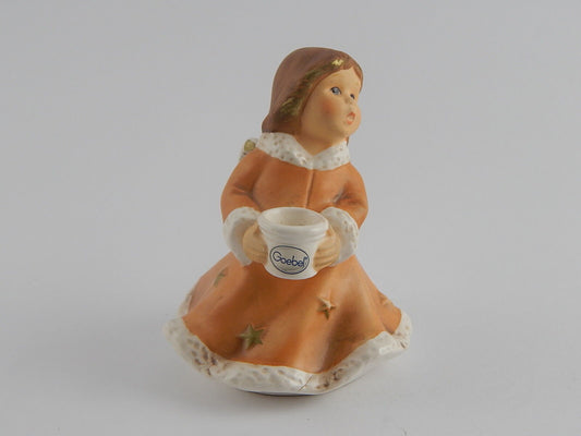 VINTAGE ANGELO NATALE PORTACANDELA GOEBEL PORCELLANA BISCUIT CHRISTMAS ANGEL