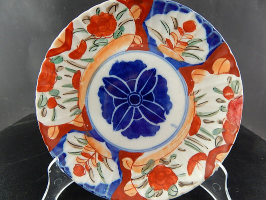 ANTIQUARIATO ORIENTALE PIATTO PORCELLANA GIAPPONE IMARI DIPINTO MANO XIX SEC #