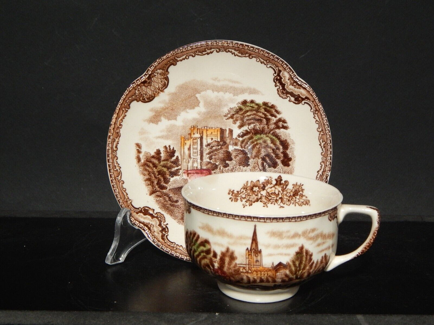 ANTICA TAZZA TE' PORCELLANA JOHNSON BROS OLD BRITAIN CASTLE MULTICOLOR DIFETTO #