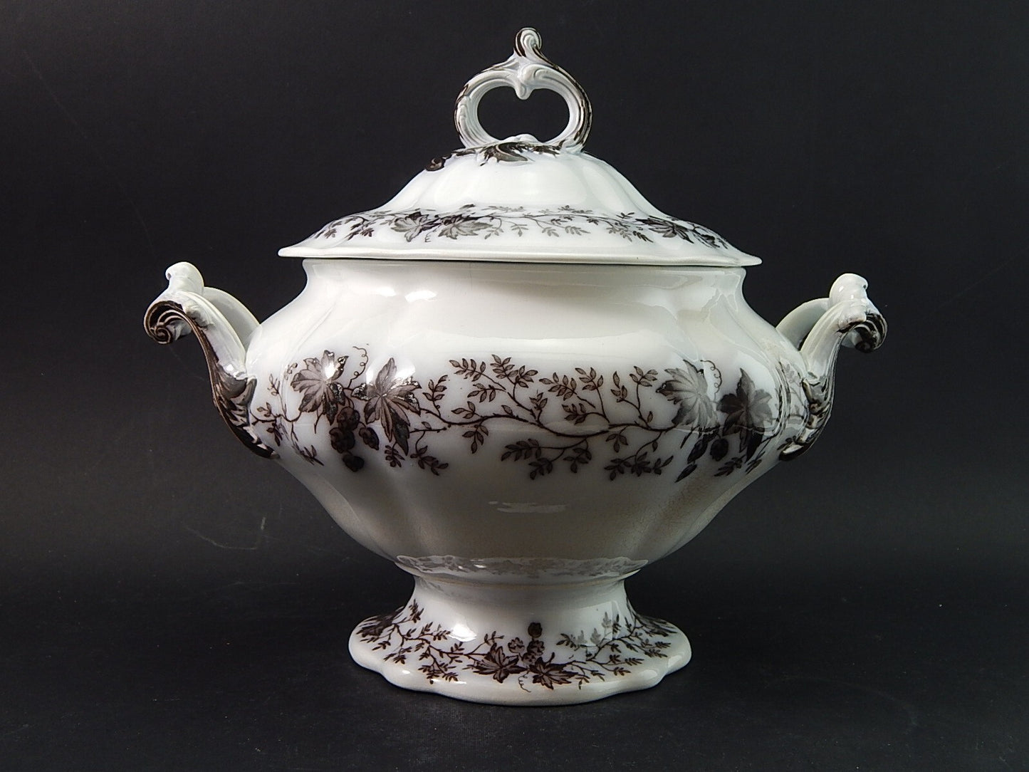 ANTICA RARA ZUPPIERA CENTROTAVOLA CERAMICA SARREGUEMINES U&Cie HUBLON 1800