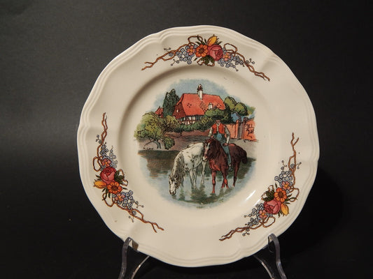 VINTAGE PIATTO DECORATIVO CERAMICA SARREGUEMINES OBERNAI PRIMA META' 900