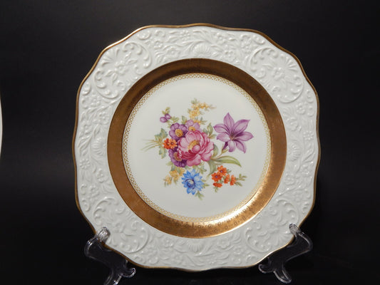 VINTAGE PREZIOSO PIATTO DECORATIVO QUADRATO PORCELLANA SCHUMANN BAVARIA