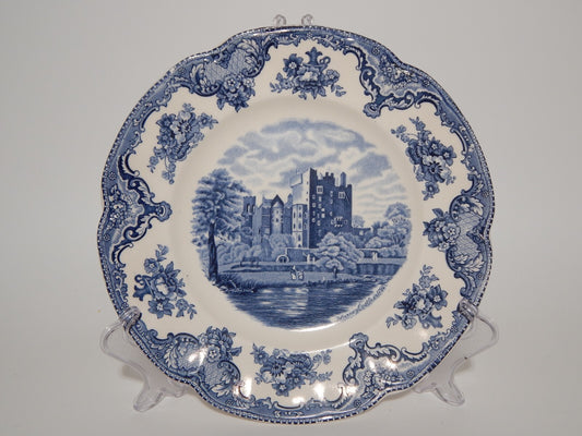 VINTAGE JOHNSON BROS OLD BRITAIN CASTLE BLU PIATTO PIANO PORCELLANA DIFETTO 1923