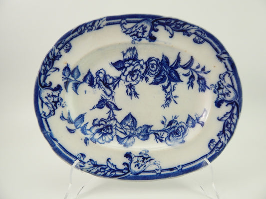 ANTICO RARO VASSOIO PORCELLANA PETRUS REGOUT AUROREA MAASTRICHT BIANCO BLU