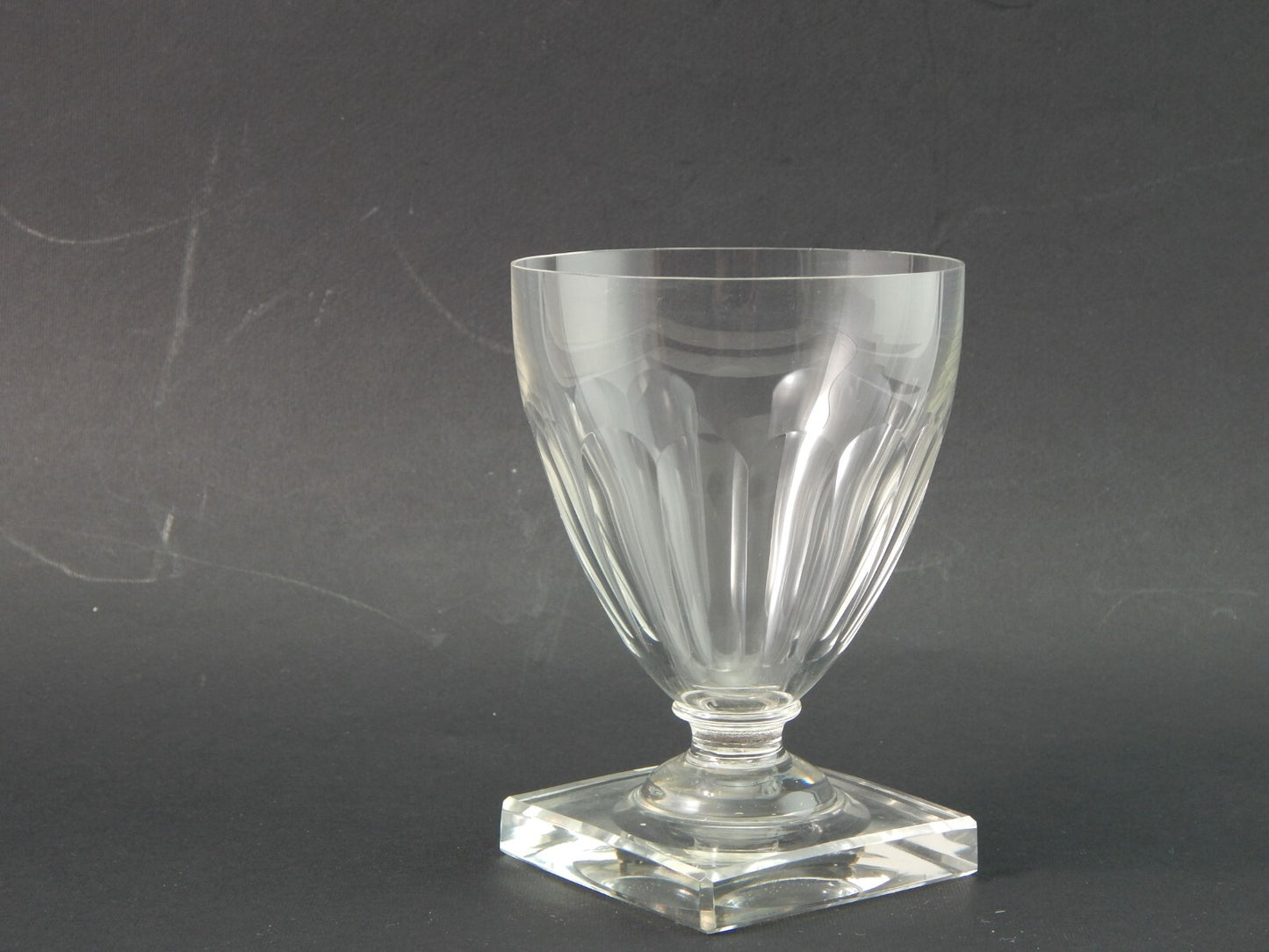 ANTICO EDOARDIANO BICCHIERE GRANDE CALICE CRISTALLO MOLATO BASE QUADRATA