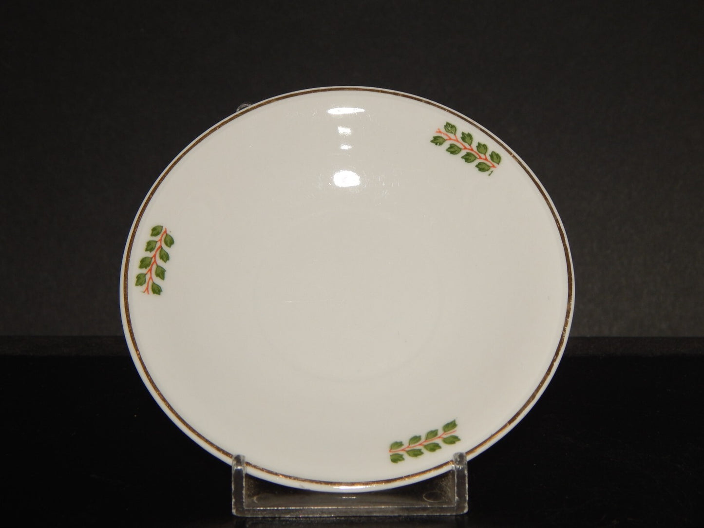 ANTICO IMPERO SERVIZIO CAFFÈ PORCELLANA BIANCA GHIRLANDE PICCOLE FOGLIE VERDI